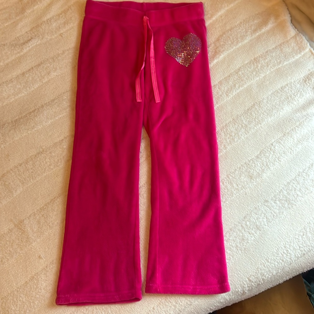 Hot pink Heart Pajama Pants, Unknown brand, fits like a women’s medium